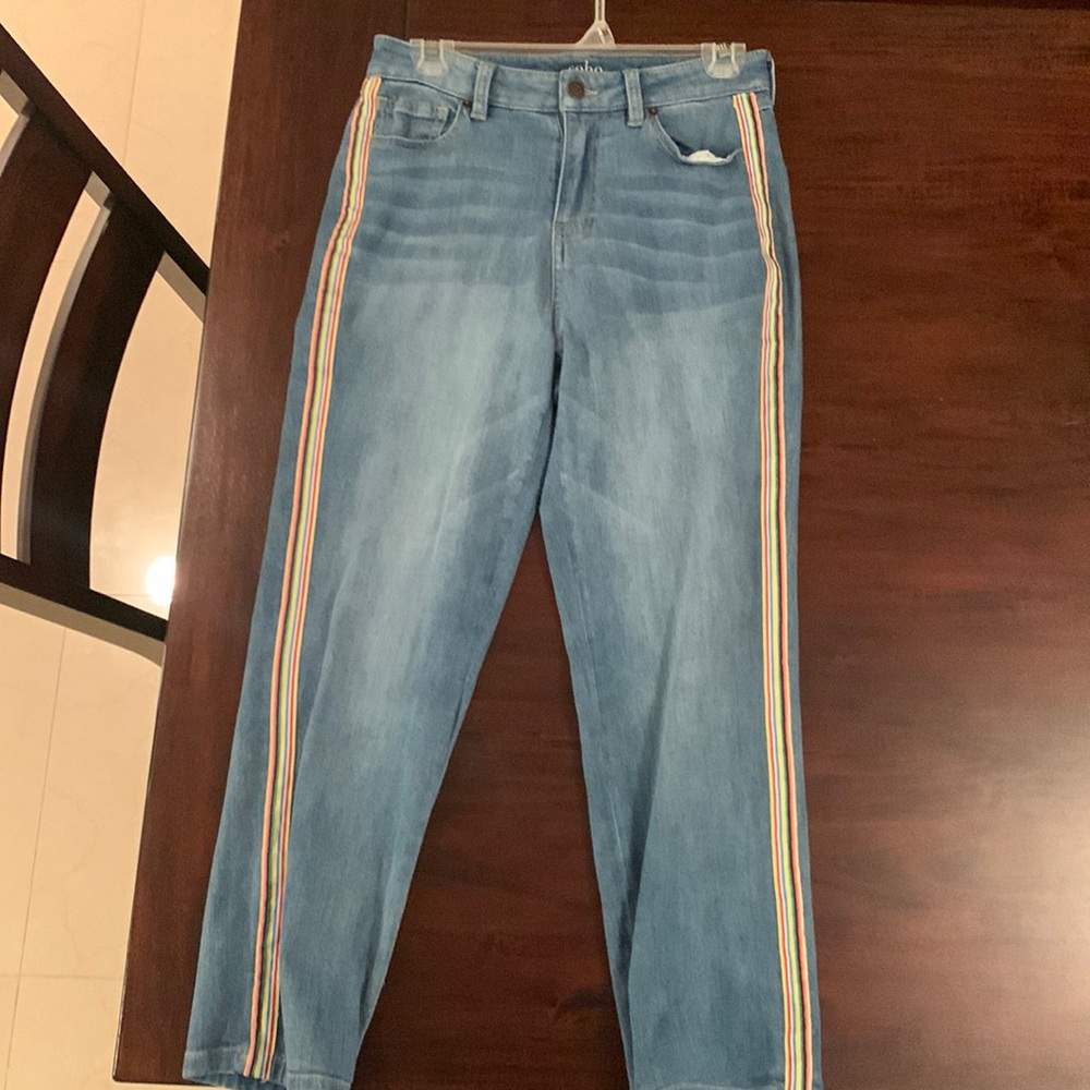 Old Navy high waist straight crop rainbow design
